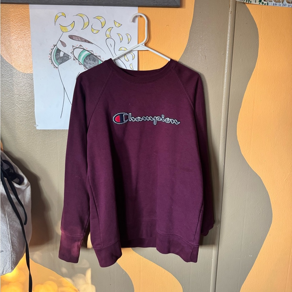 Champion Women's Maroon Crew Neck Sweater